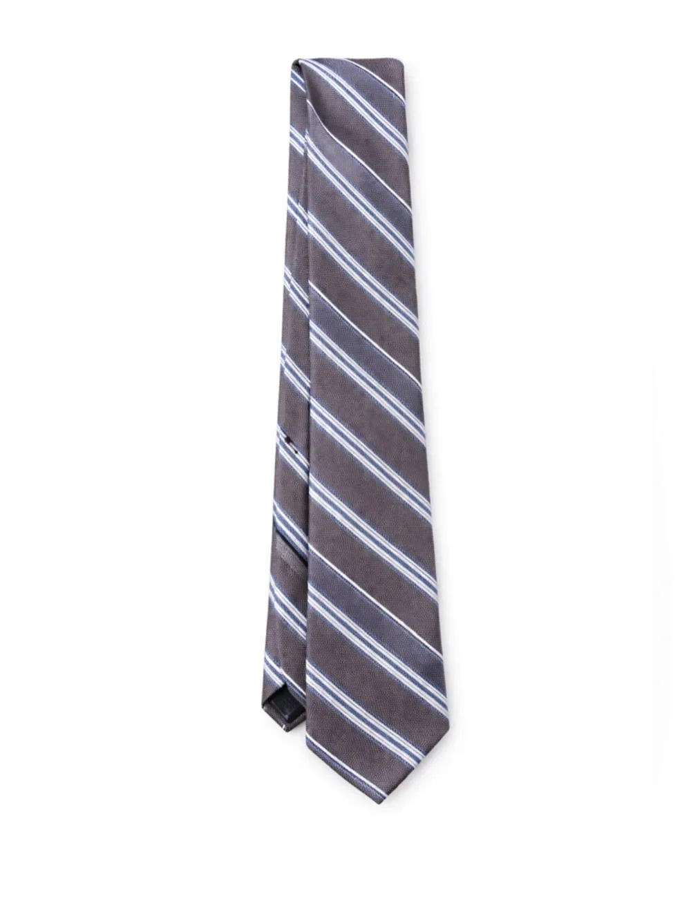 Brooks Brothers 100% Silk Tie Gray Blue Repp Stripe Men’s Necktie